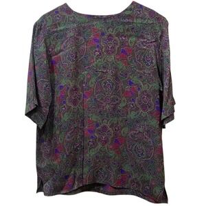Vintage 80's /‎ 90's Anne Klein Elegant Multicolor Paisley Women's 100% Silk Top